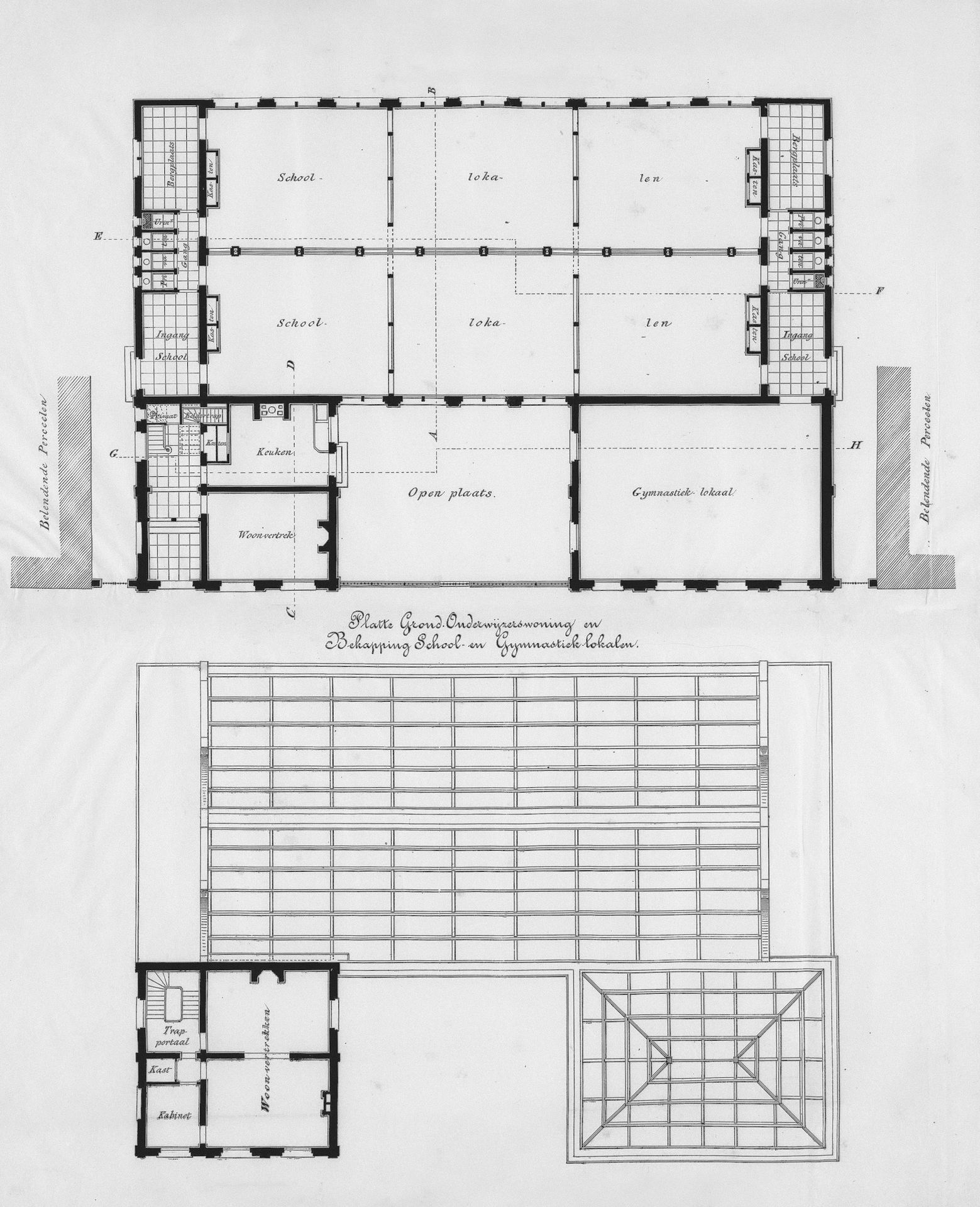 A plan of a building with two floors and a second floor